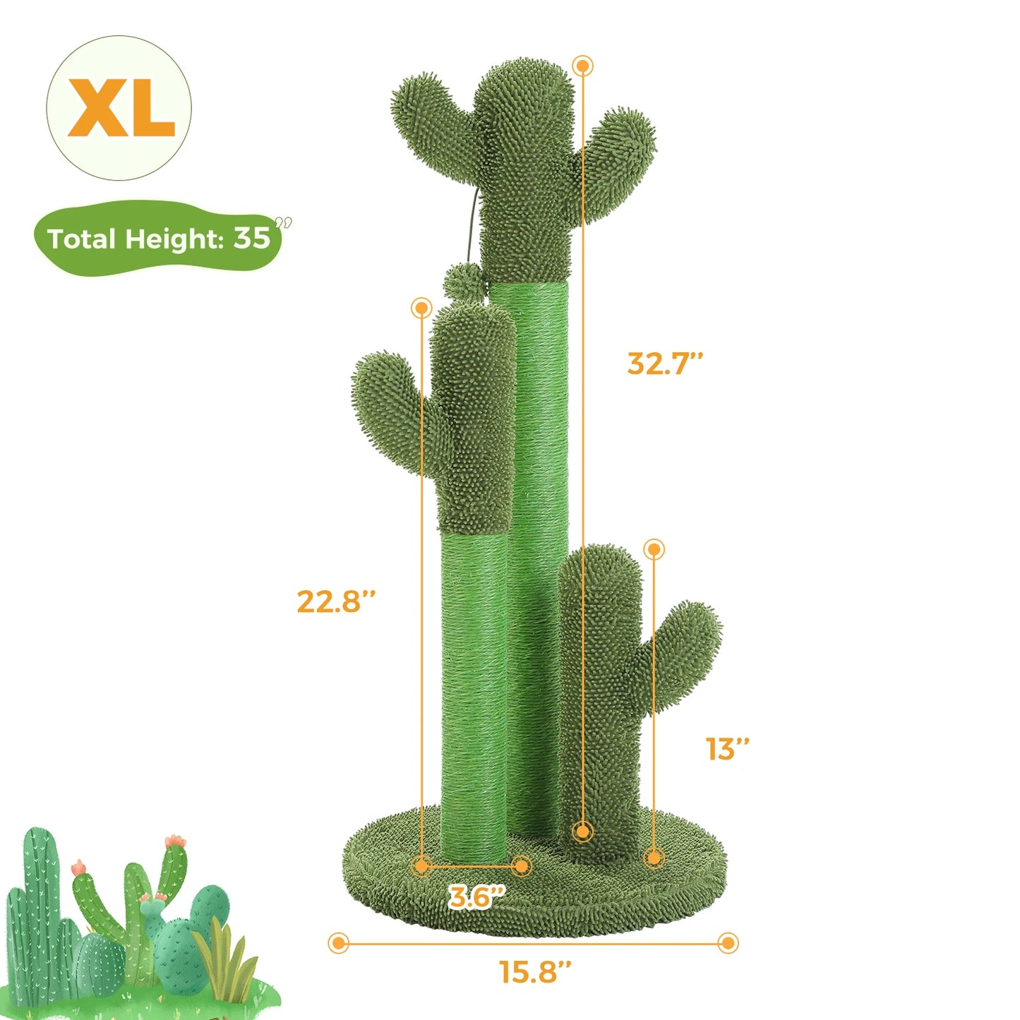 PEQULTICN Cactus Cat Tree With Large Condo Hammock And Toys