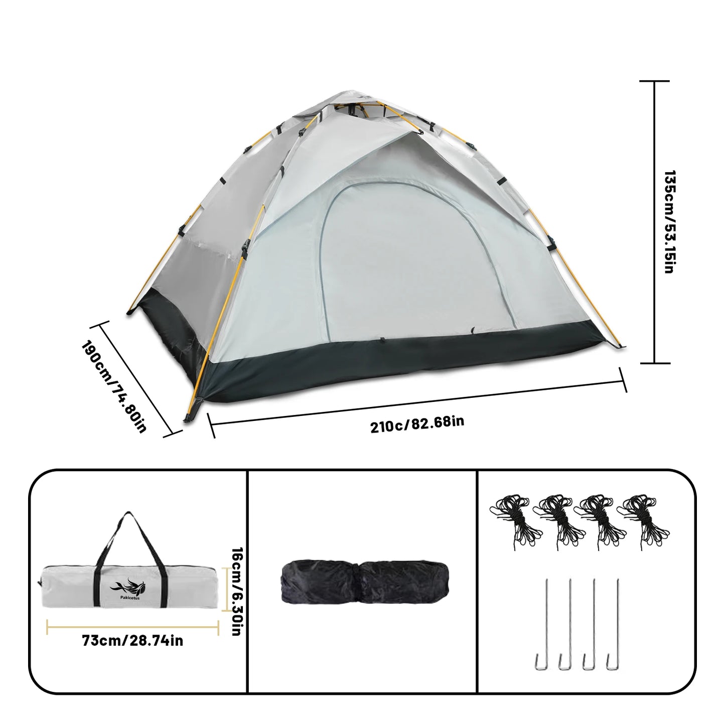 Pakicetus Family Camping Tent Quick Setup Lightweight Outdoor Shelter