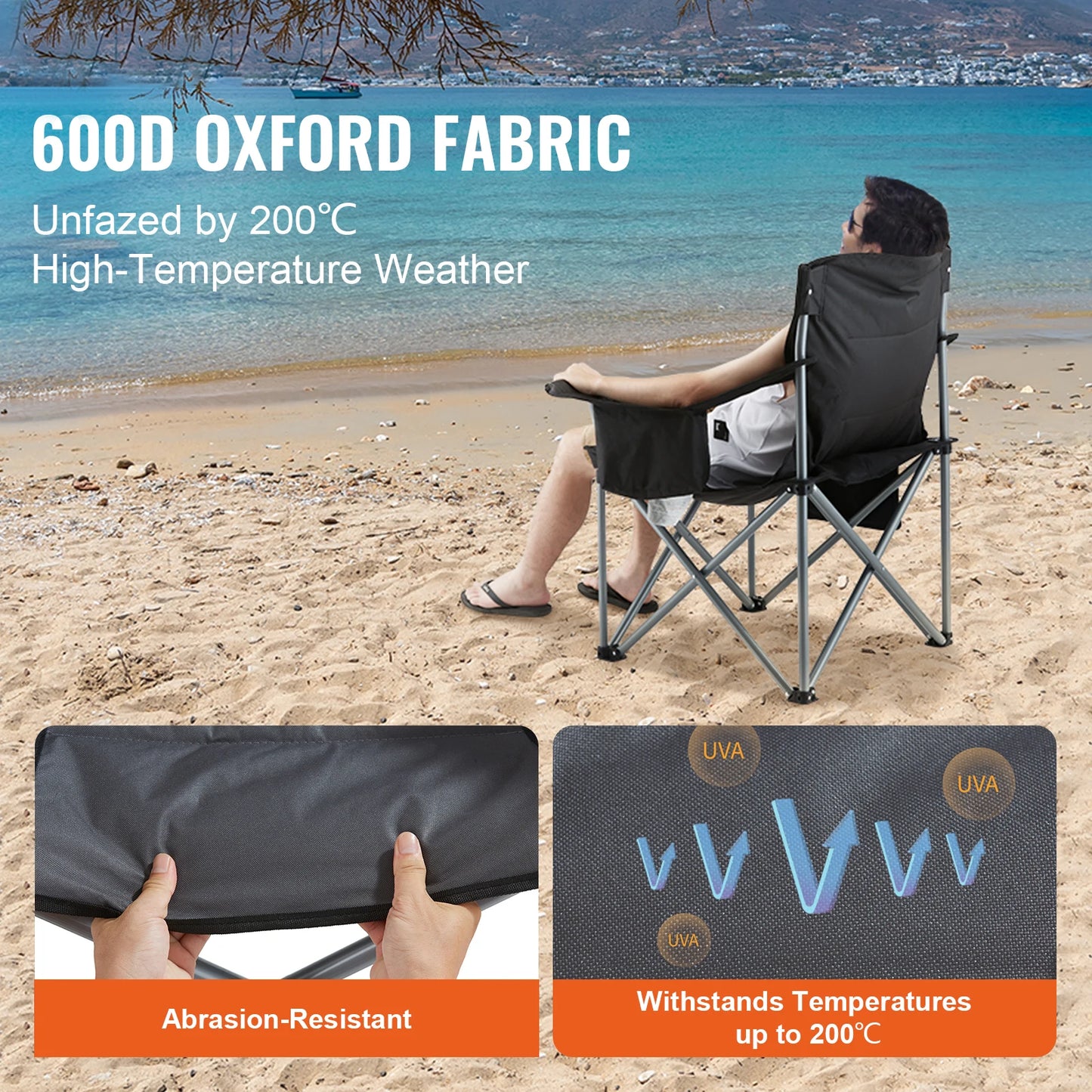 VEVOR Camping Quad Folding Chair with Lumbar Support and Pockets