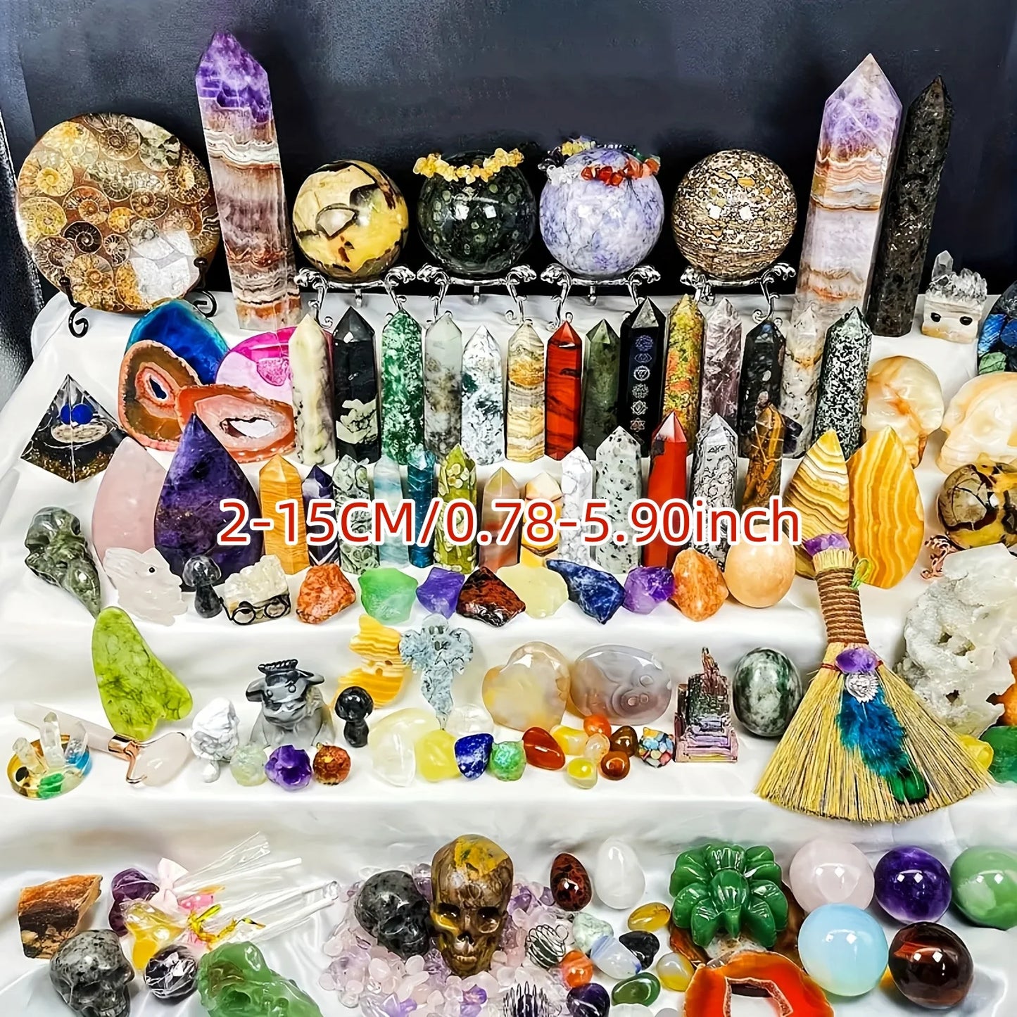 CrystalHola Mixed Crystal Gift Box With Tower And Sphere Carvings For Home Decor
