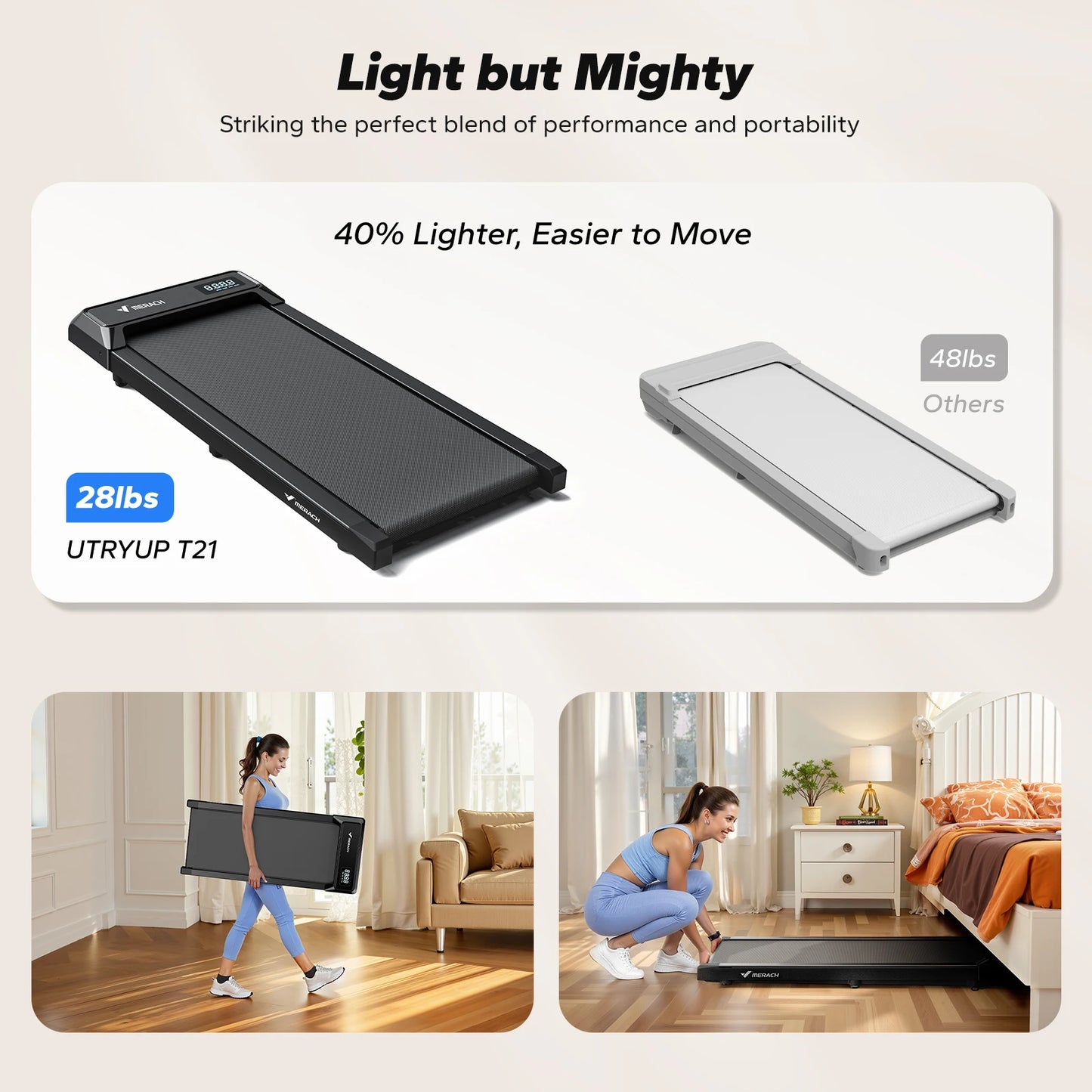 MERACH Walking Pad Under Desk Treadmill for Home Use
