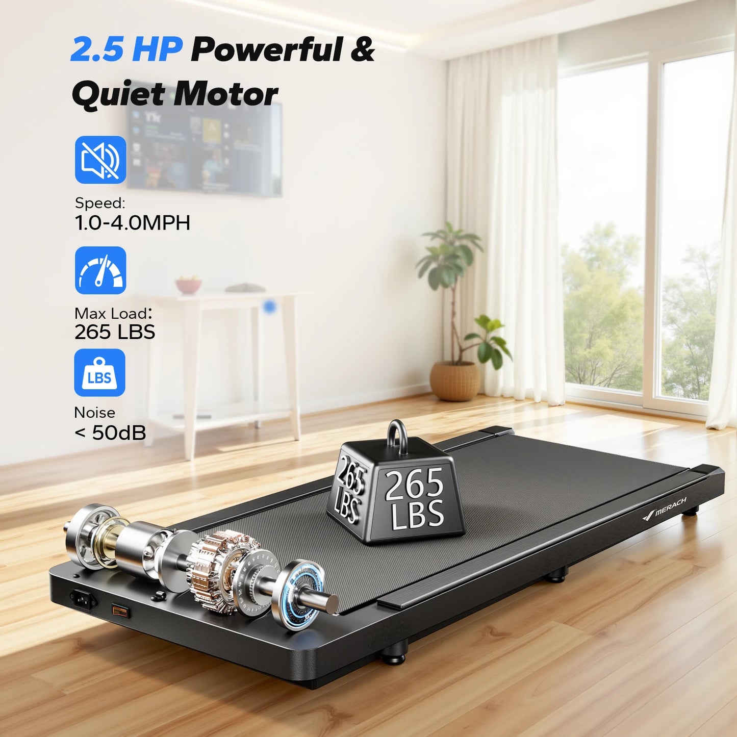 MERACH Walking Pad Under Desk Treadmill for Home Use