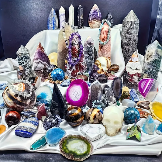 CrystalHola Mixed Crystal Gift Box With Tower And Sphere Carvings For Home Decor