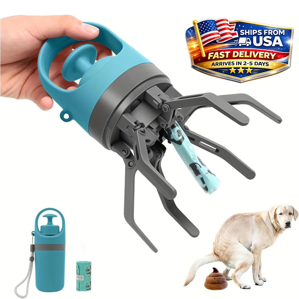 Portable No Touch Dog Pooper Scooper Claw Tool Bag Holder