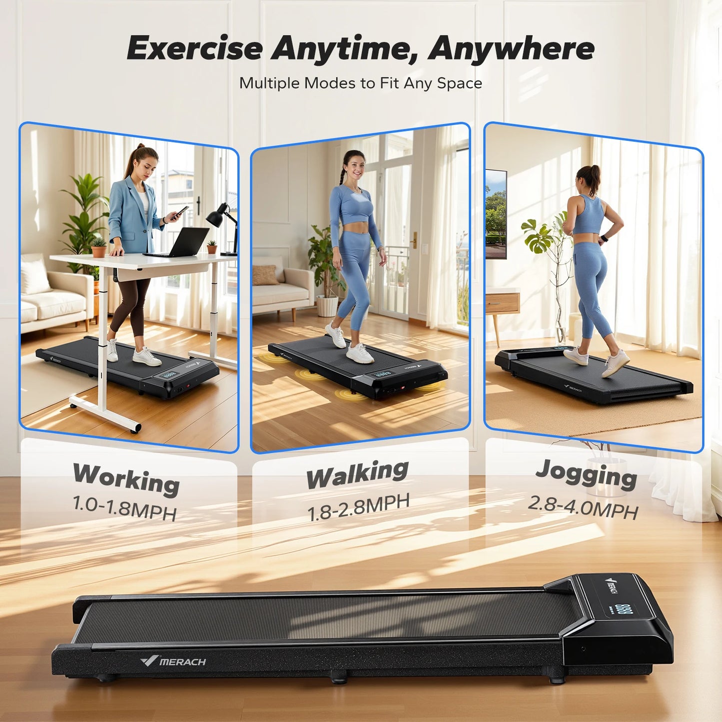 MERACH Walking Pad Under Desk Treadmill for Home Use