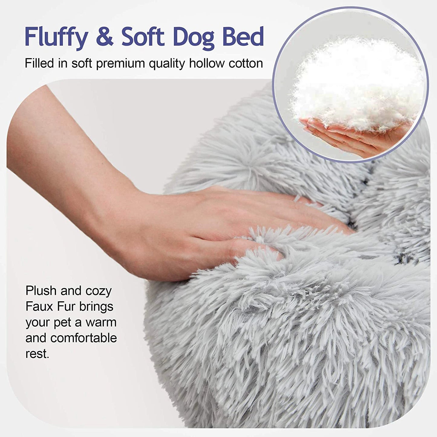 NONECN Donut Dog Bed Warm Soft Plush Calming Pet Bed