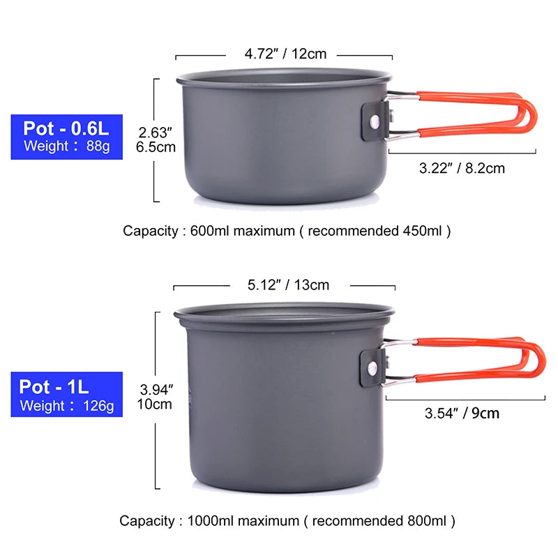Widesea Camping Cookware Set Outdoor Tableware Stove Pot Cup Three