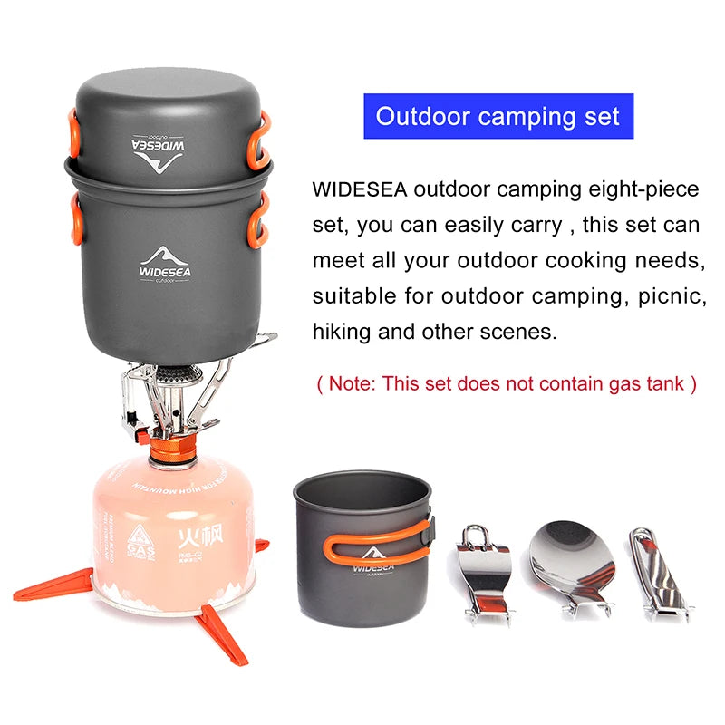 Widesea Camping Cookware Set Outdoor Tableware Stove Pot Cup Three