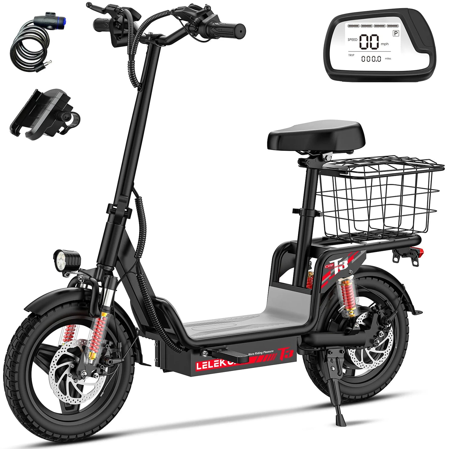 LELEKUAIFolded Luxury Adult Electric Bike 500W 48V 30MPH