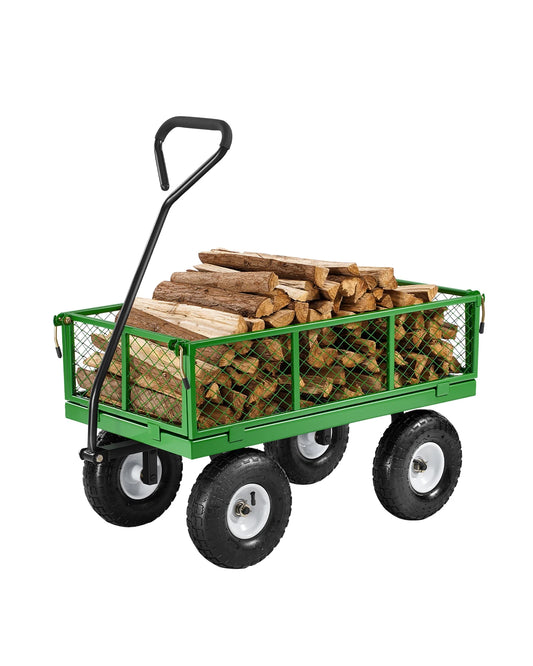 SucceBuy Heavy Duty Steel Garden Cart With Rotating Handle
