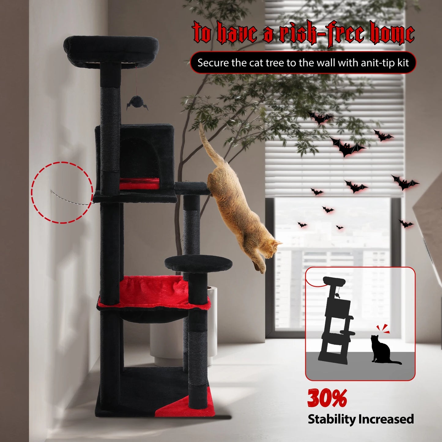 PAWZ Road Gothic Cat Tree Indoor Tall Tower With Sisal Scratching Post