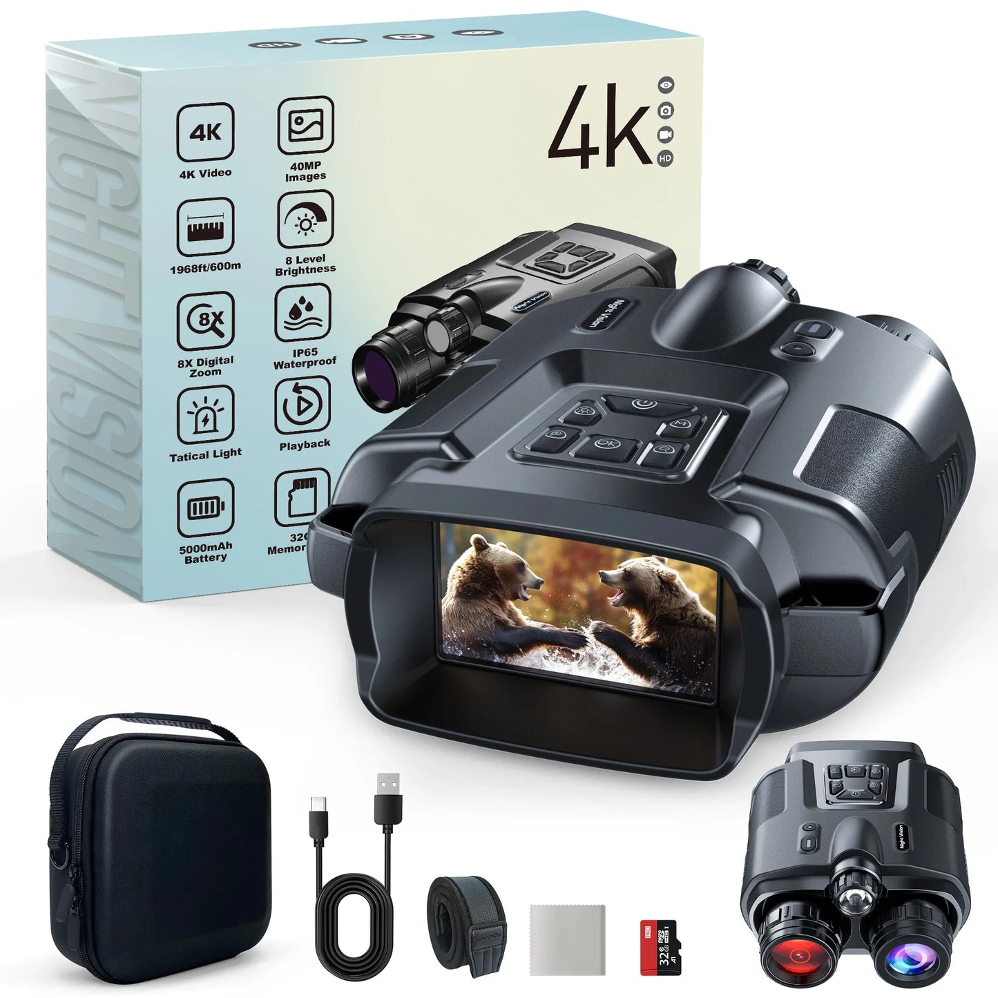 DIYIMINE Night Vision Binoculars 4K Infrared 8X Digital Zoom Goggles