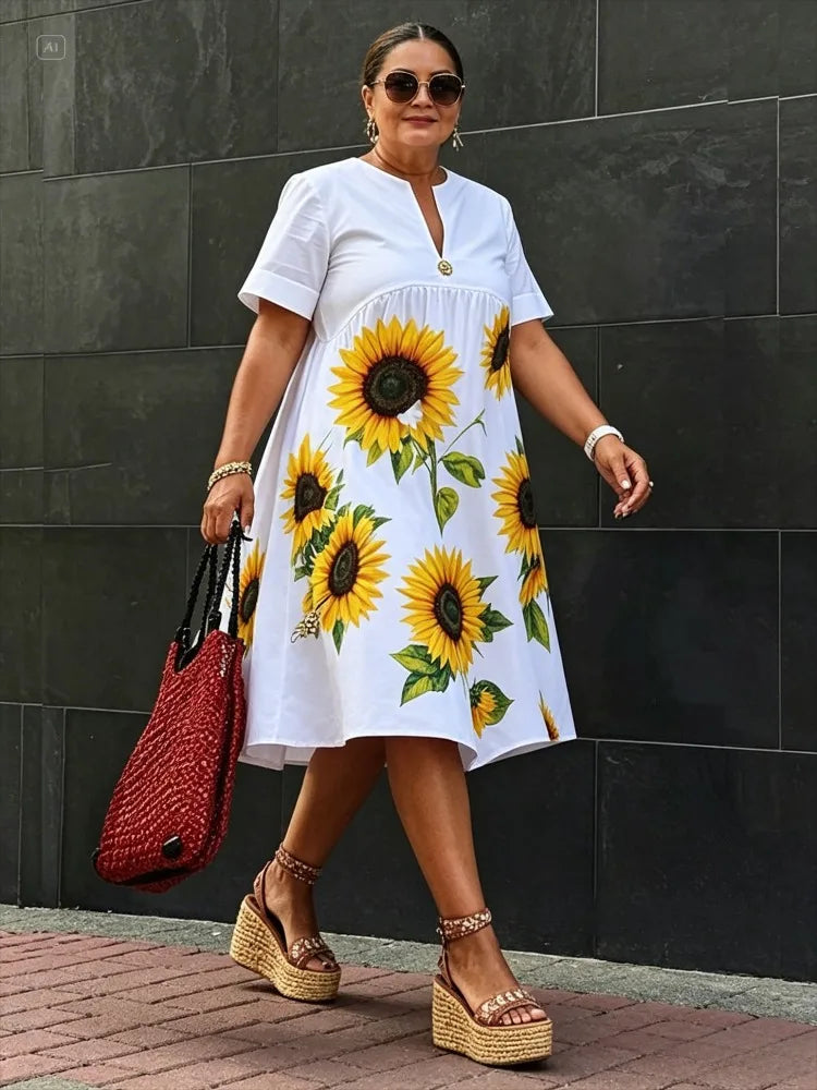 OSHOPLIVE CN Spring Summer Women A Line Pleated Midi Dress