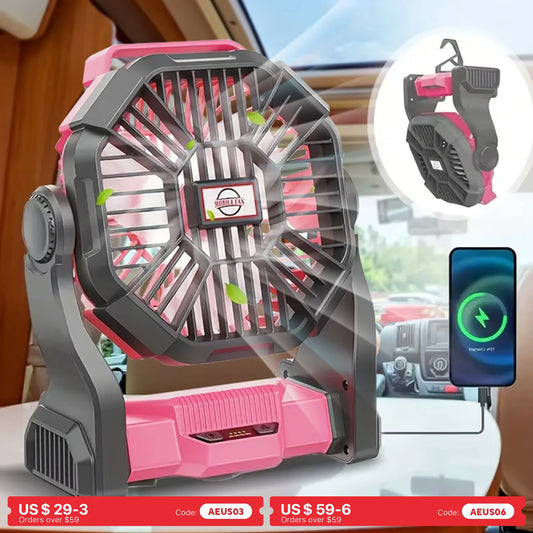 URGGU Three In One Camping Fan With LED Lantern EmergencyPower