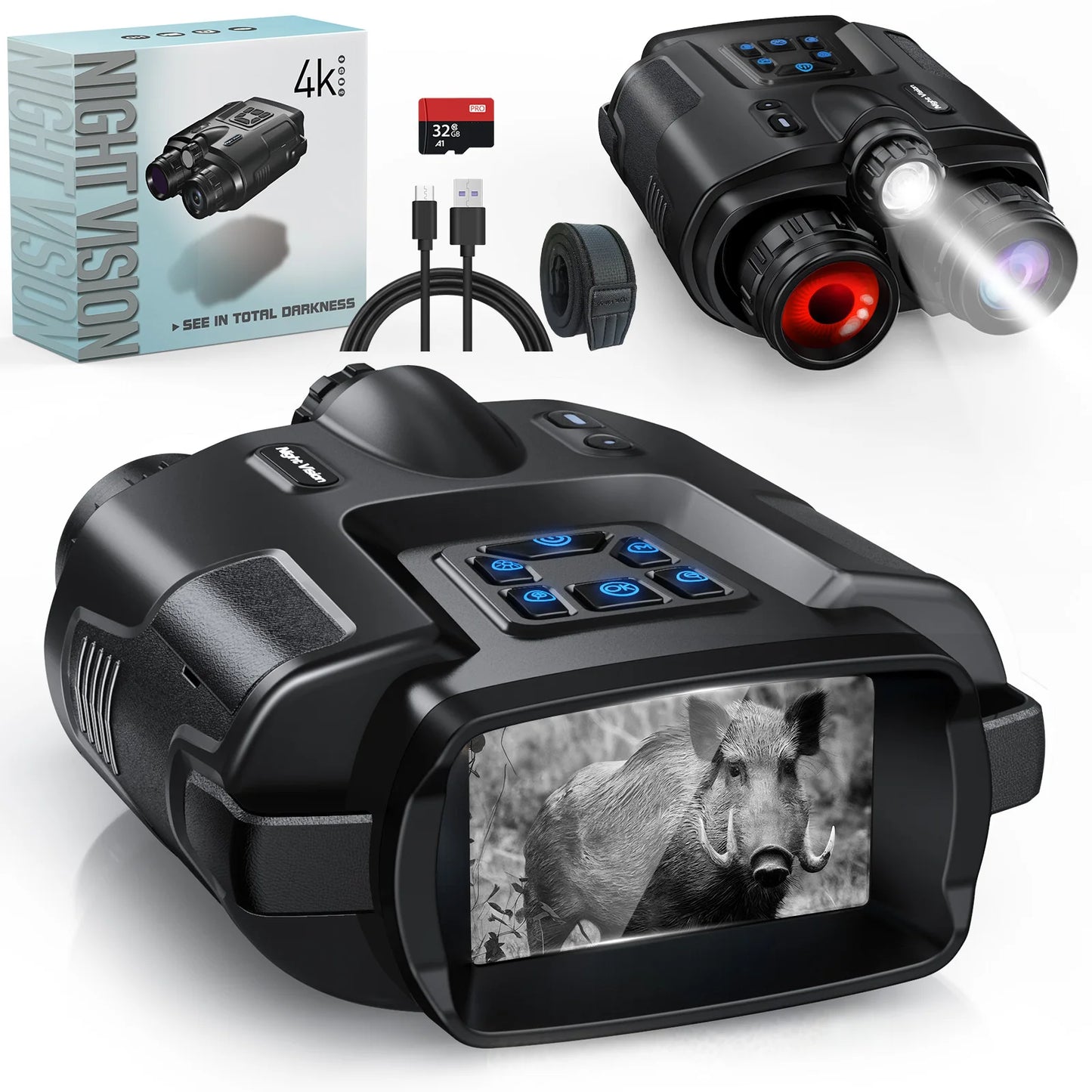 DIYIMINE Night Vision Binoculars 4K Infrared 8X Digital Zoom Goggles