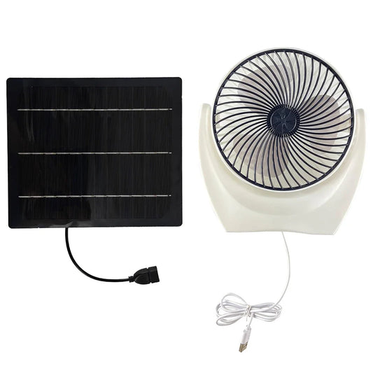 Solar Panel Fan Portable Camping Outdoor USB Charger