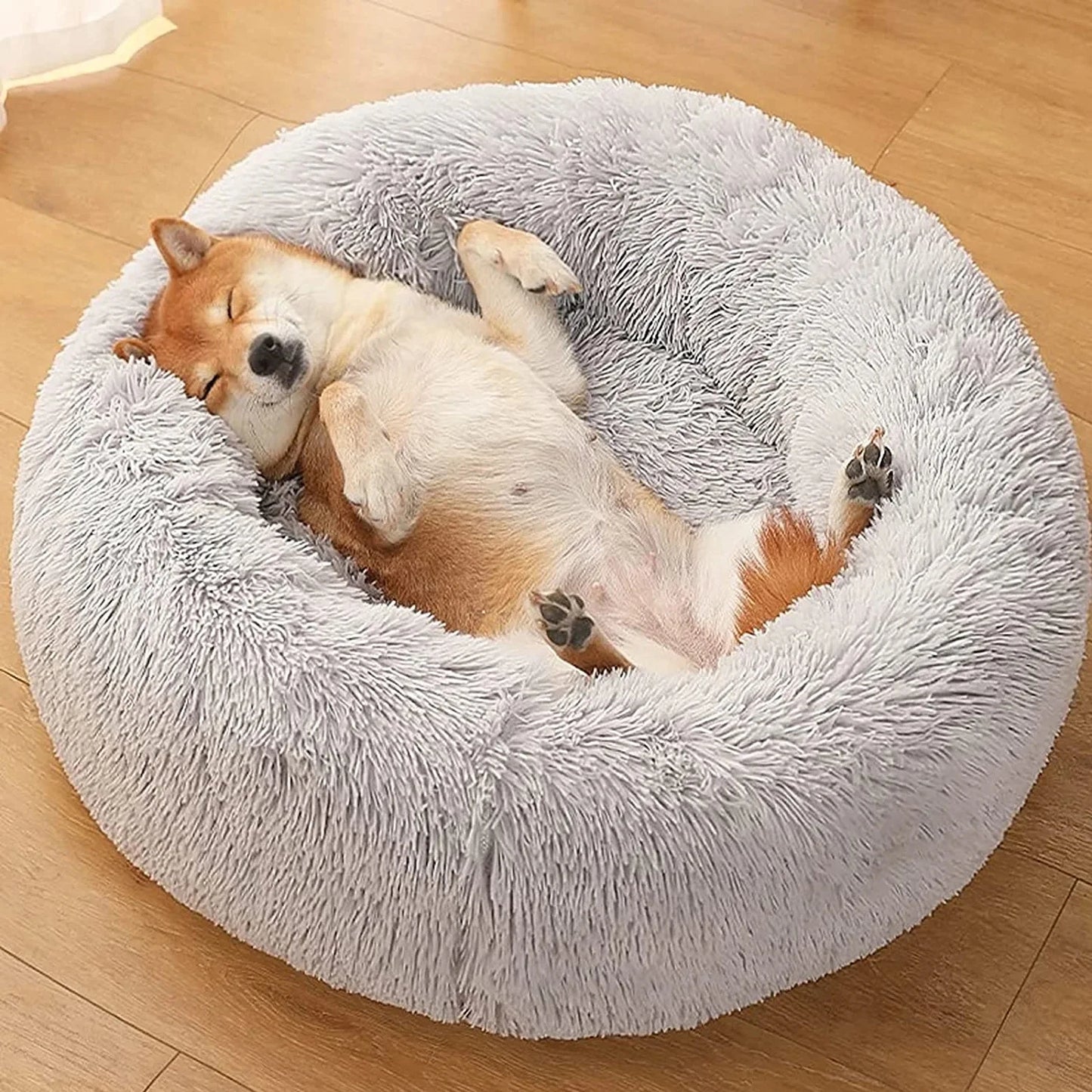 NONECN Donut Dog Bed Warm Soft Plush Calming Pet Bed