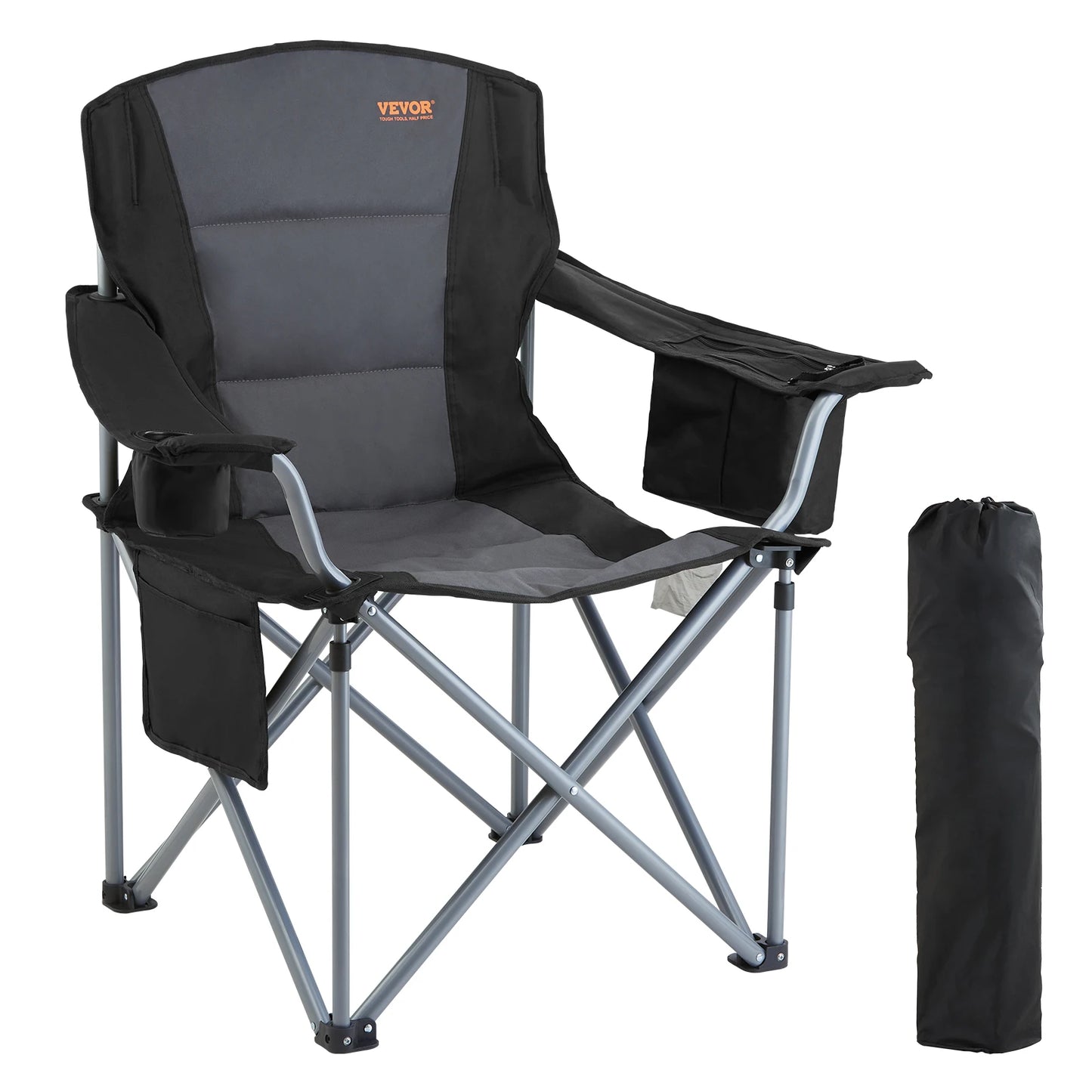 VEVOR Camping Quad Folding Chair with Lumbar Support and Pockets