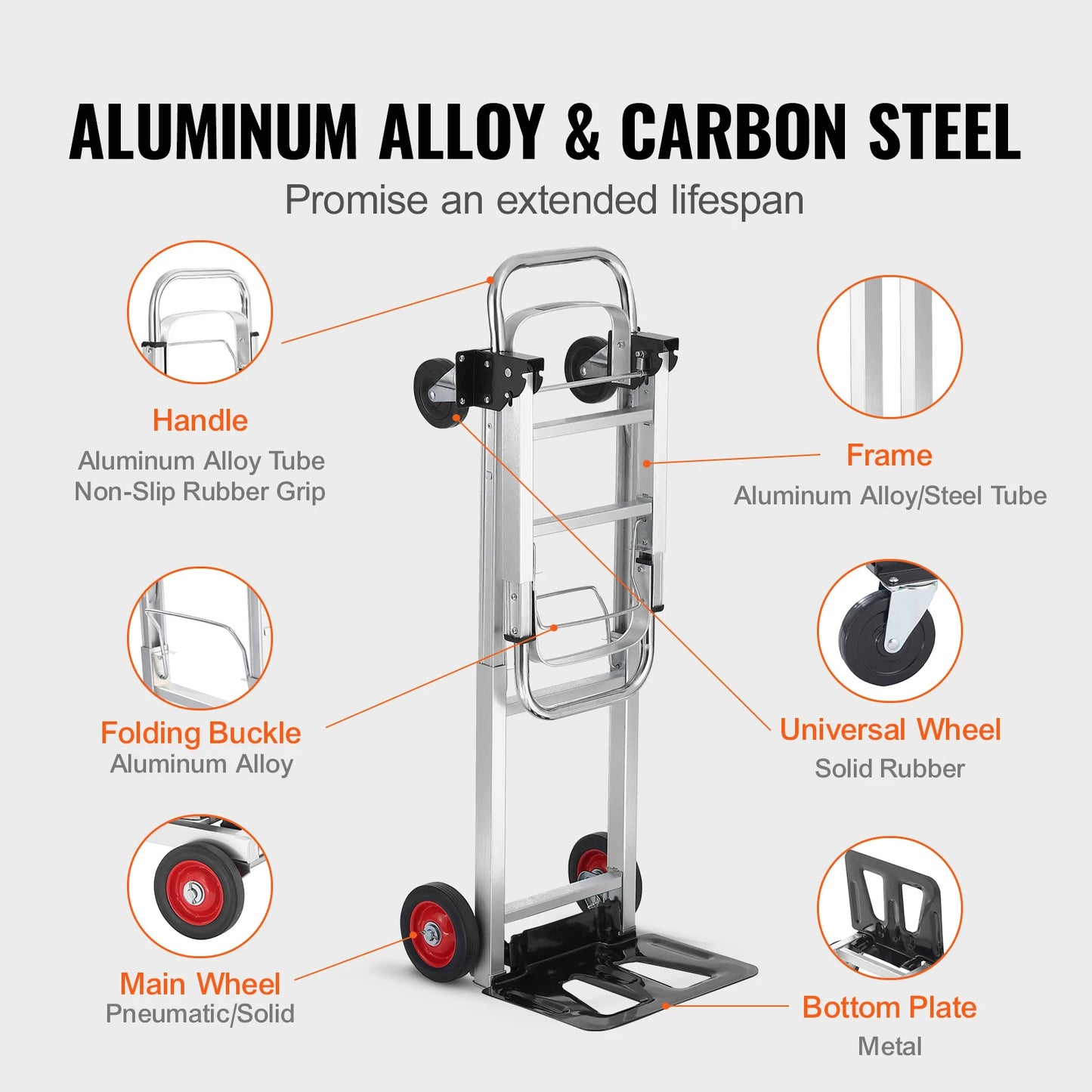 Folding Hand Truck 400lb Load Dolly With Wheels For Transport