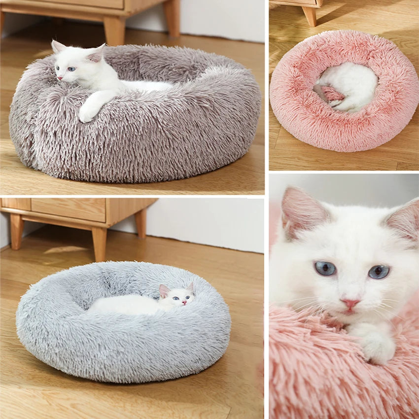 NONECN Donut Dog Bed Warm Soft Plush Calming Pet Bed