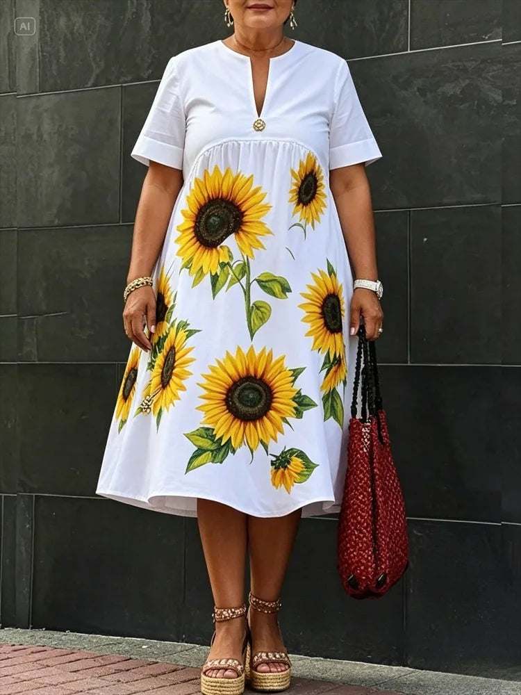 OSHOPLIVE CN Spring Summer Women A Line Pleated Midi Dress