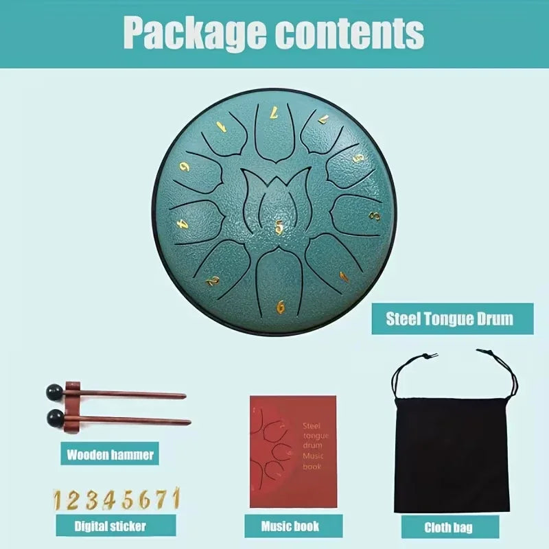 Nonedrum 11 Note Steel Tongue Drum D Key Portable Music