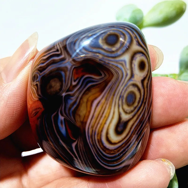 EBET Sardonyx Agate Palm Stones for Meditation and Feng Shui