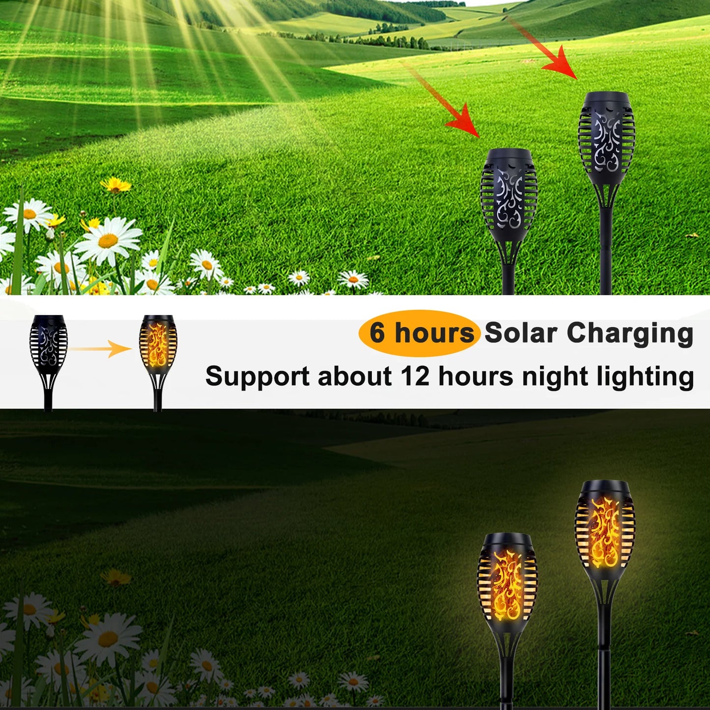 Solar Torch Lights Flickering Flame LED Waterproof Garden Path