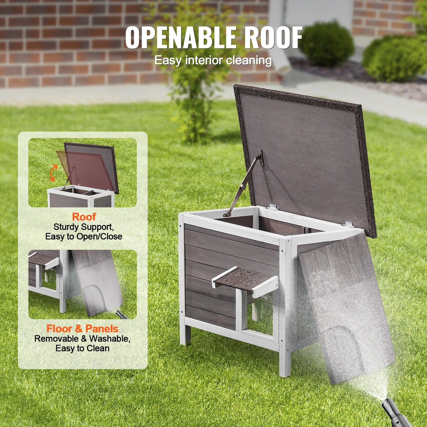 SucceBuy Wooden Outdoor Cat House Weatherproof Shelter With Foam Insulation