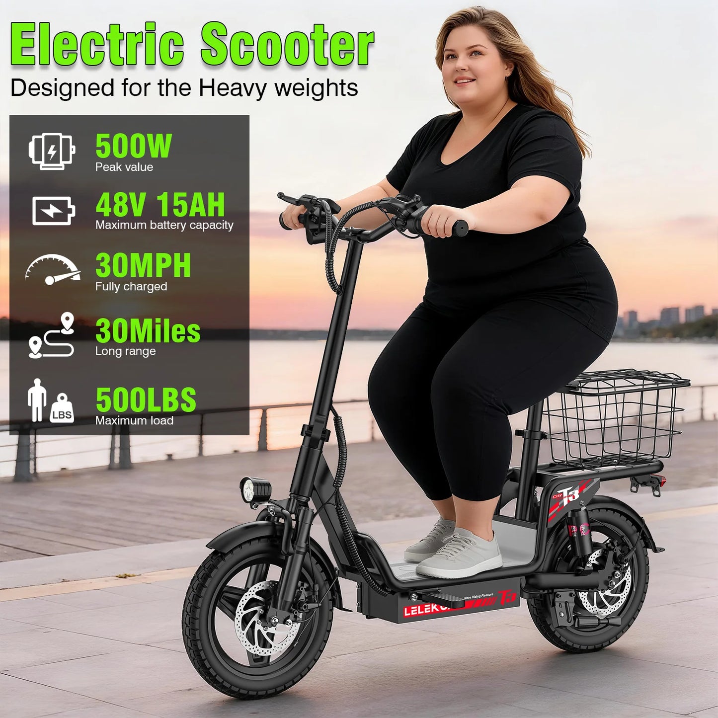 LELEKUAIFolded Luxury Adult Electric Bike 500W 48V 30MPH