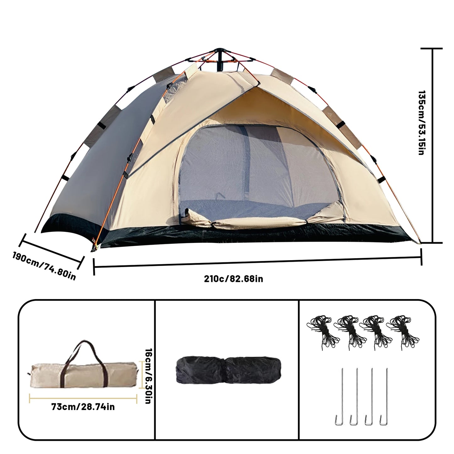 Pakicetus Family Camping Tent Quick Setup Lightweight Outdoor Shelter
