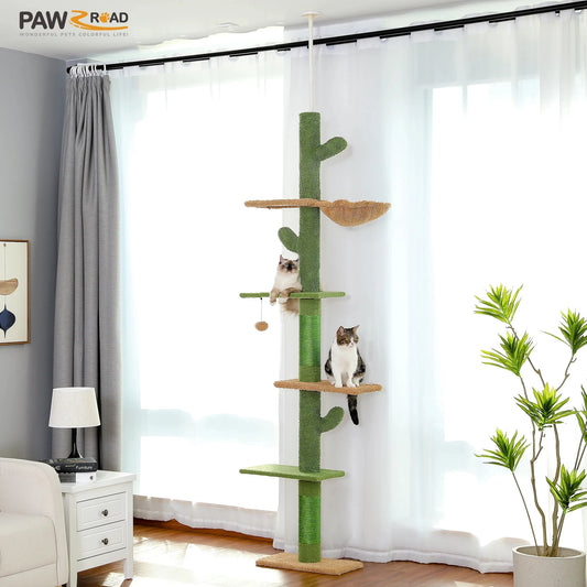 PAWZ Road Cat Tree 5Tier Floor To Ceiling Cactus Climber