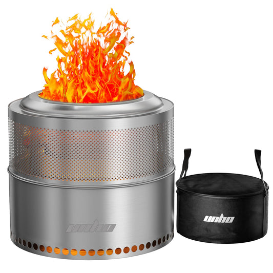 Wood Burning Fire Pit Stainless Steel Smokeless Portable Carry Bag
