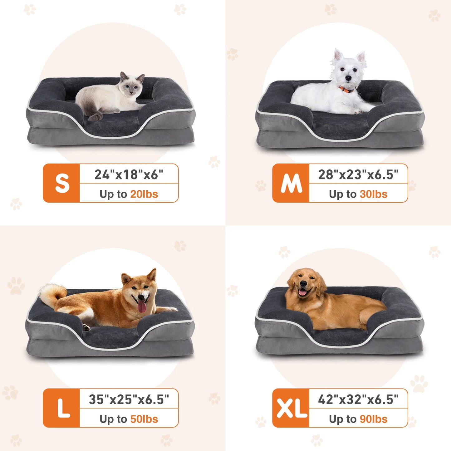 JHK Orthopedic Memory Foam Dog Bed With Removable Cover