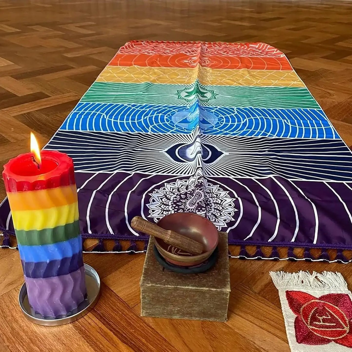 Chakra Meditation Mat Polyester Rug For Yoga And Relaxation