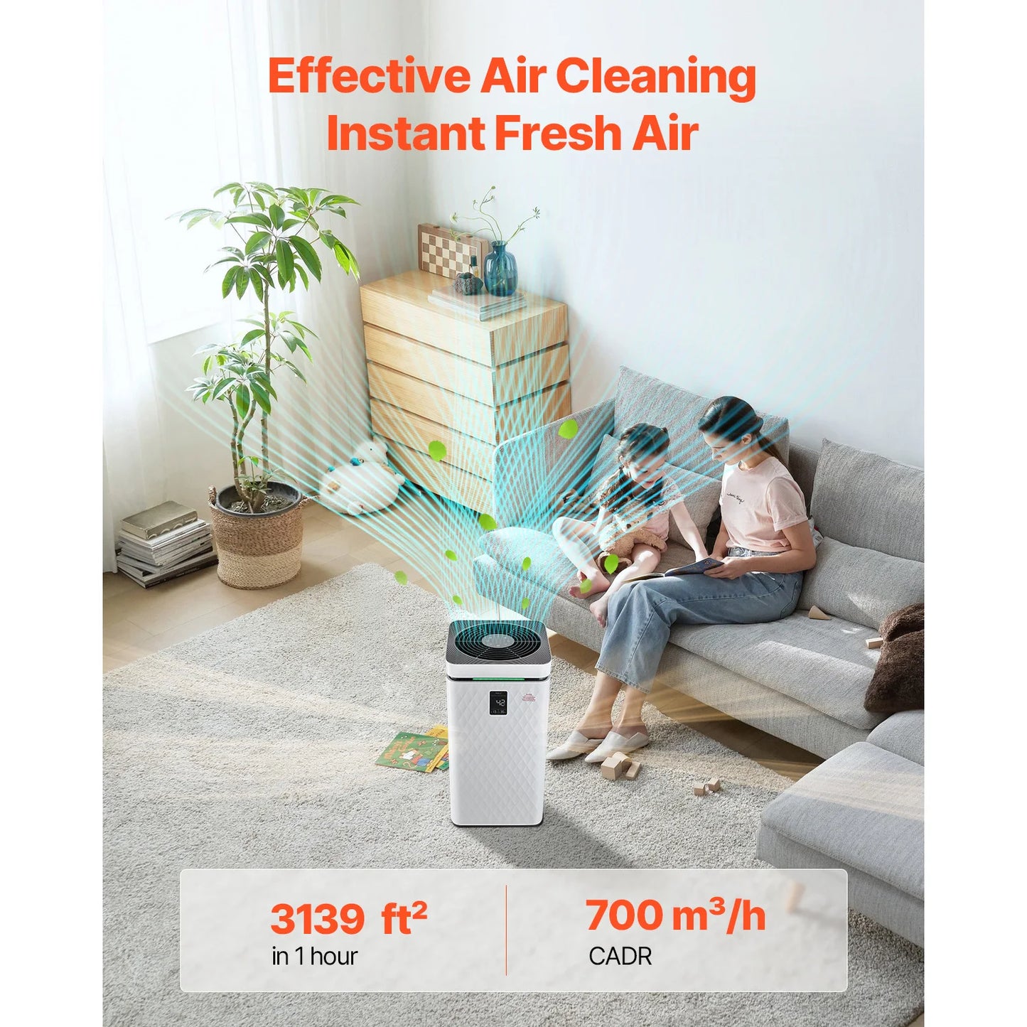 SucceBuy Air Purifier H13 HEPA CADR 700 Cubic Meters Per Hour 3139 Sq Ft
