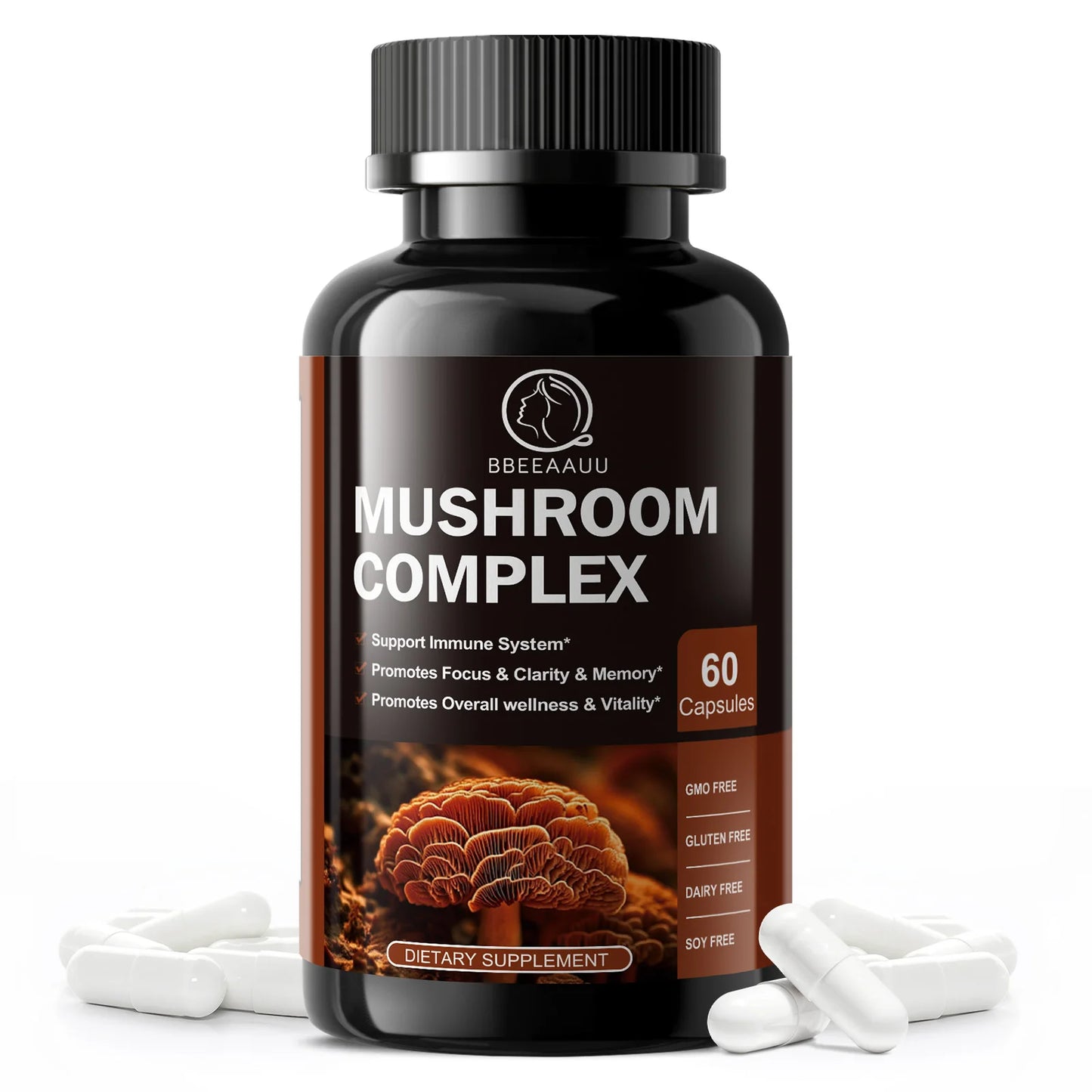 Beworths Mushroom Complex Capsules For Energy Focus Memory Digestive Health