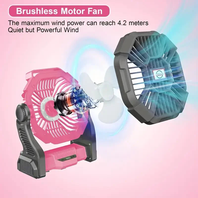 URGGU Three In One Camping Fan With LED Lantern EmergencyPower