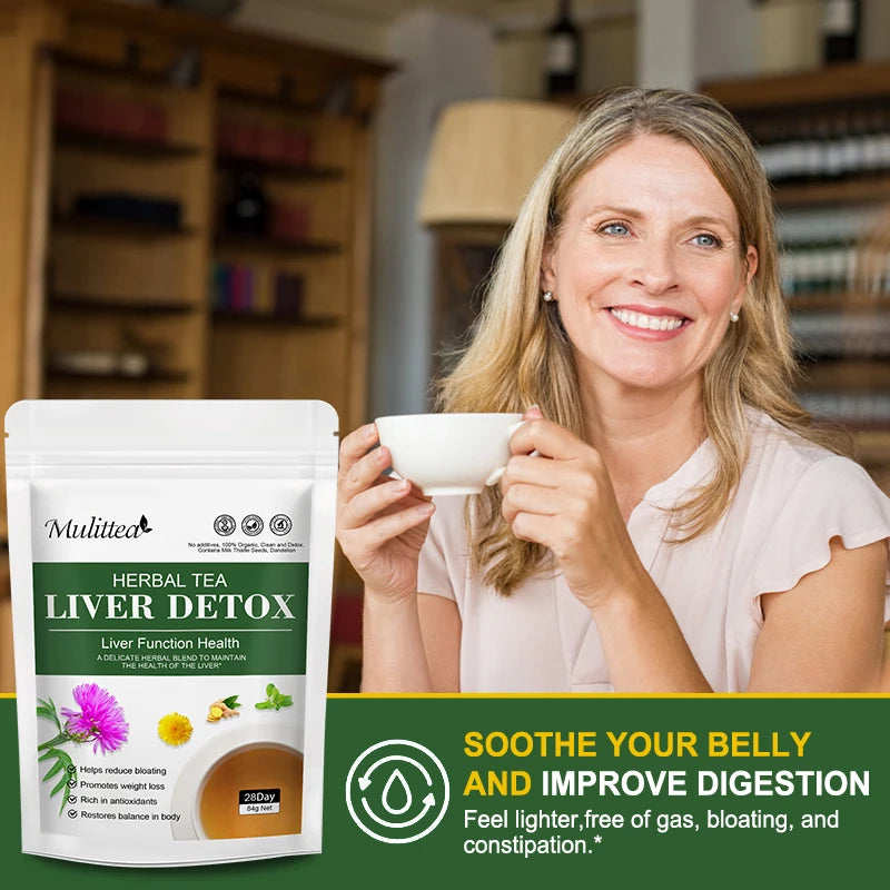 Mulittea Liver Detox Tea Dandelion Root Milk Thistle Turmeric