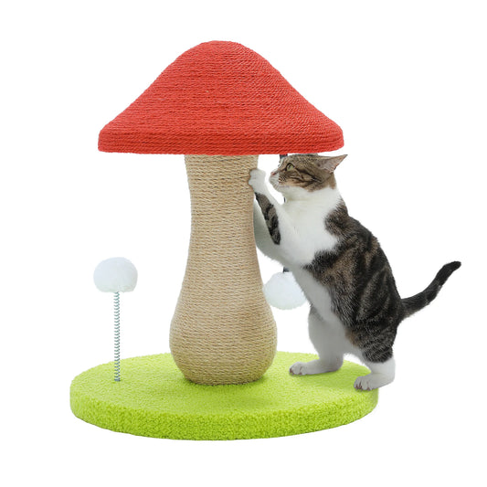 PAWZ Road Mushroom Cat Scratching Post With Sisal Cover And Pompoms