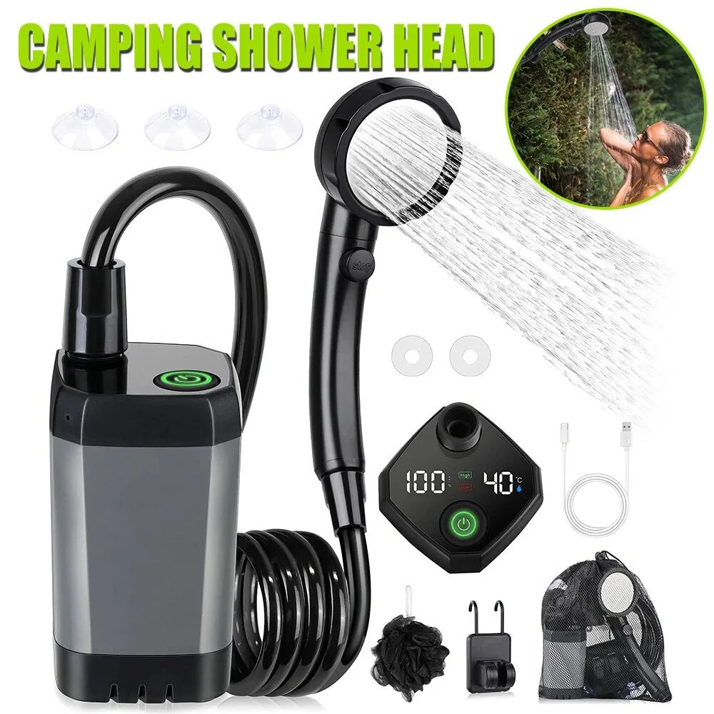 XIAOTREE Portable Camping Shower 6000mAh Rechargeable 4 Spray Modes