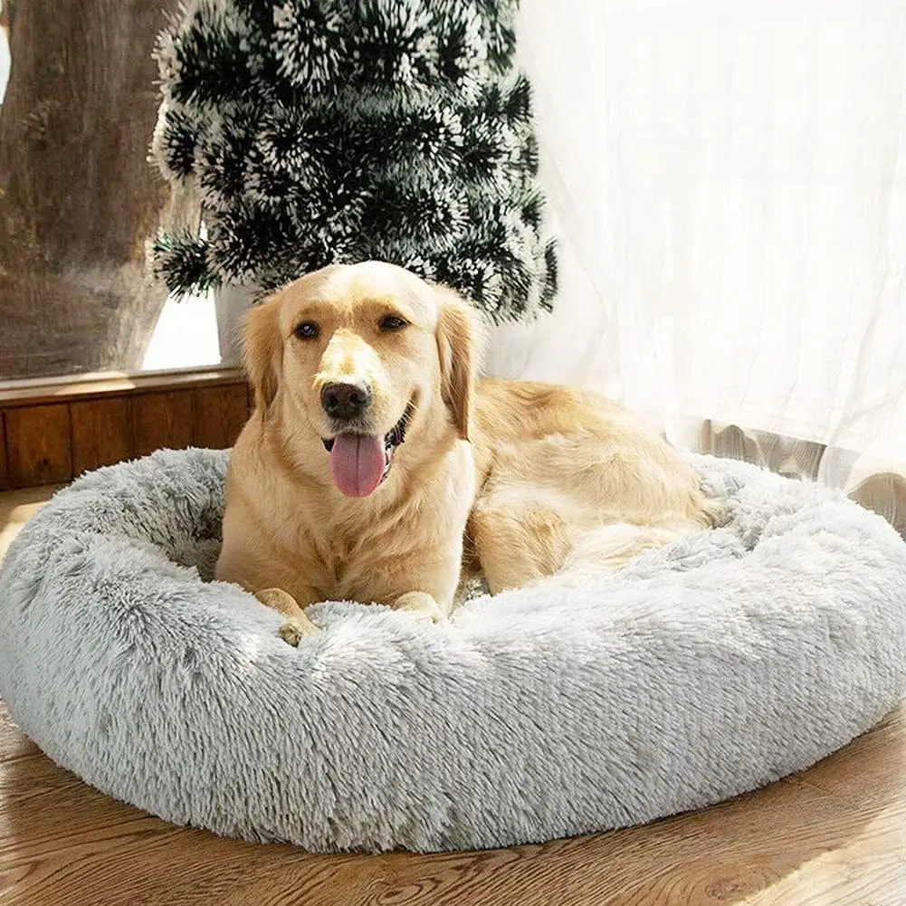 NONECN Donut Dog Bed Warm Soft Plush Calming Pet Bed