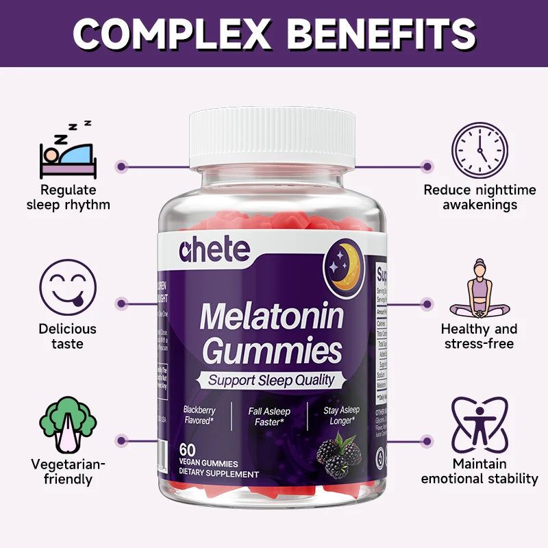 Ahete Melatonin Gummies 5mg Daily For Sleep Support