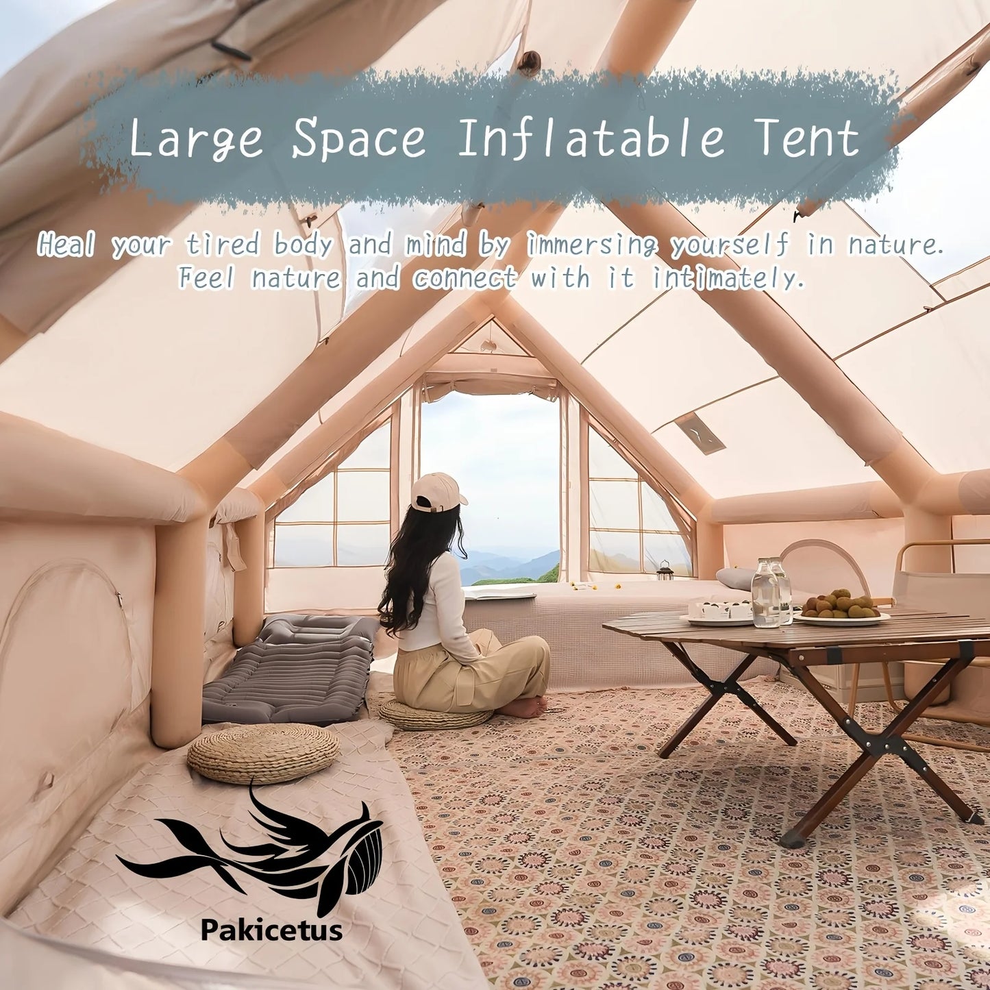 Pakicetus Inflatable Camping Tent With Skylight And Mesh
