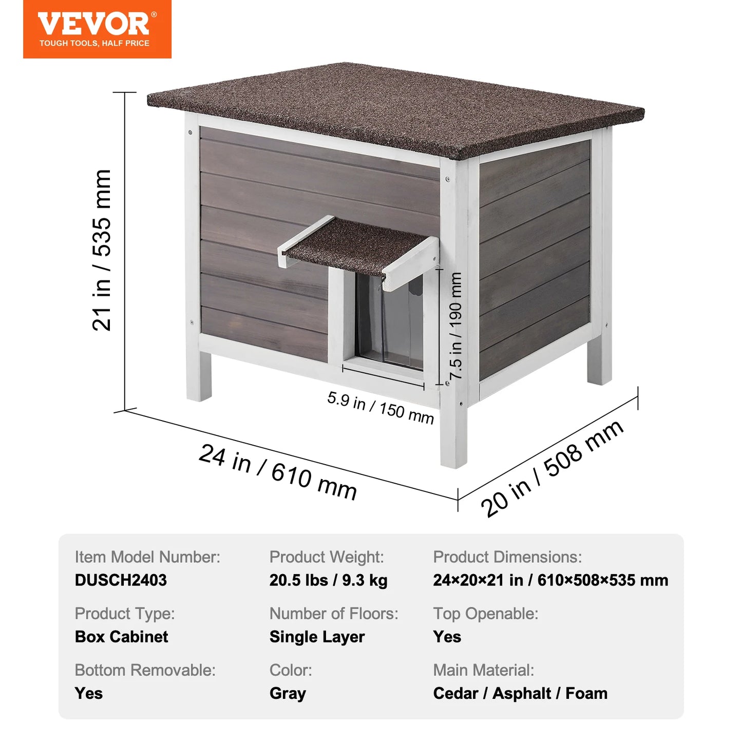 SucceBuy Wooden Outdoor Cat House Weatherproof Shelter With Foam Insulation