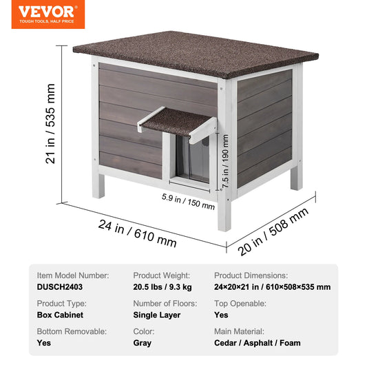 SucceBuy Wooden Outdoor Cat House Weatherproof Shelter With Foam Insulation