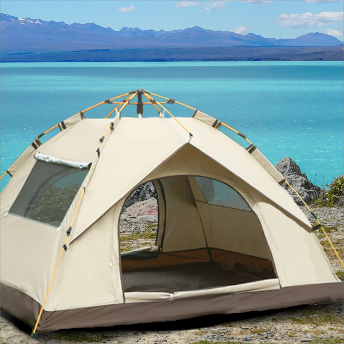 Pakicetus Outdoor Shelter Sunshade Camping Tent With Two Doors And Windows