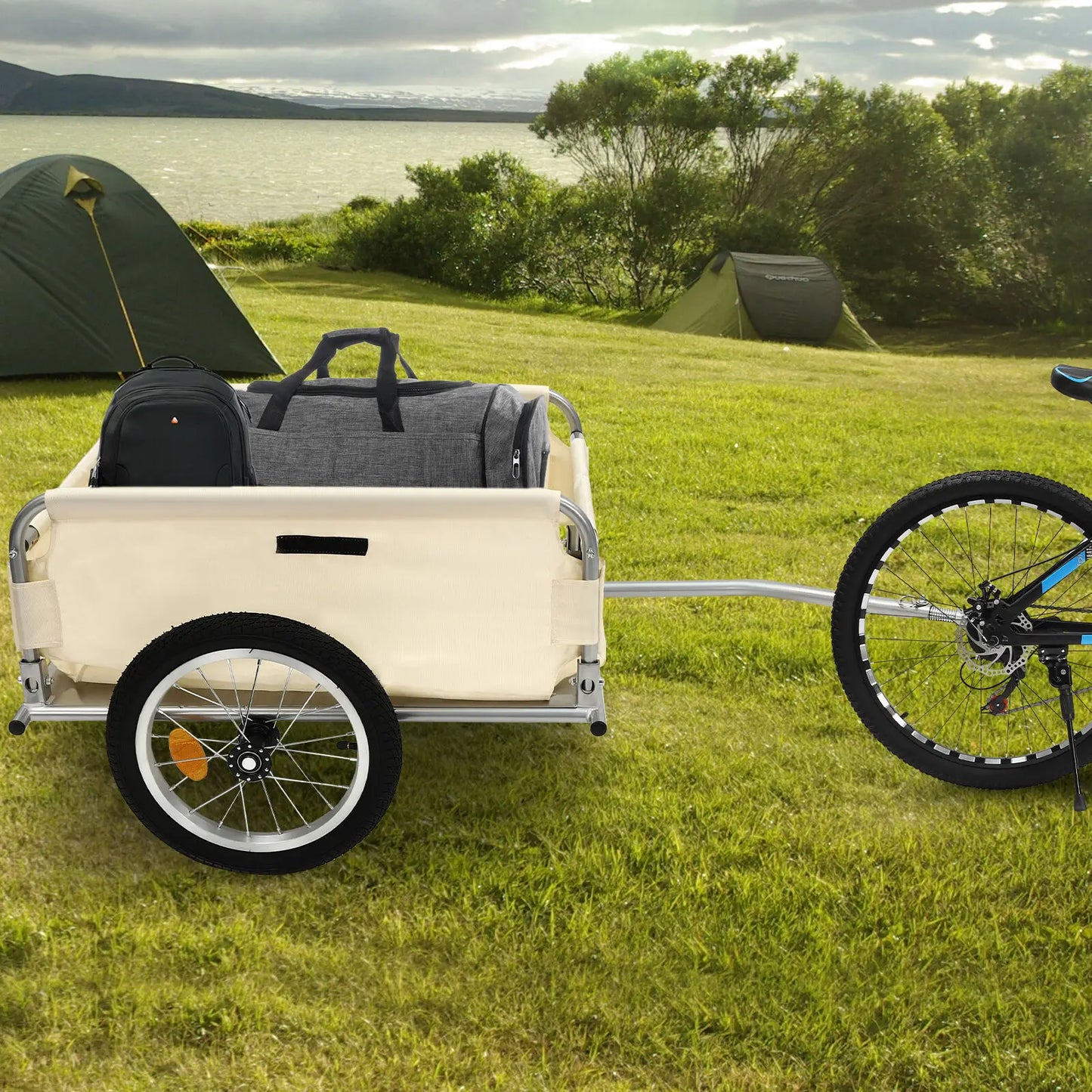 Bicycle Trailer Aluminum Cargo Bike Utility Trailer 50Kg Load