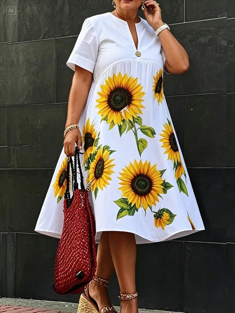 OSHOPLIVE CN Spring Summer Women A Line Pleated Midi Dress