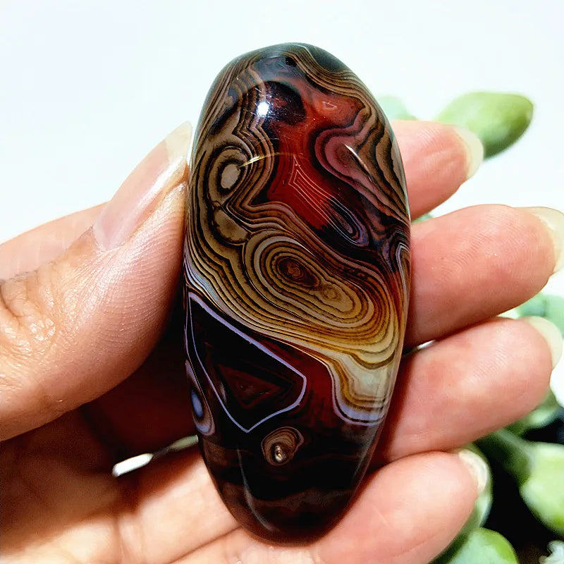 EBET Sardonyx Agate Palm Stones for Meditation and Feng Shui